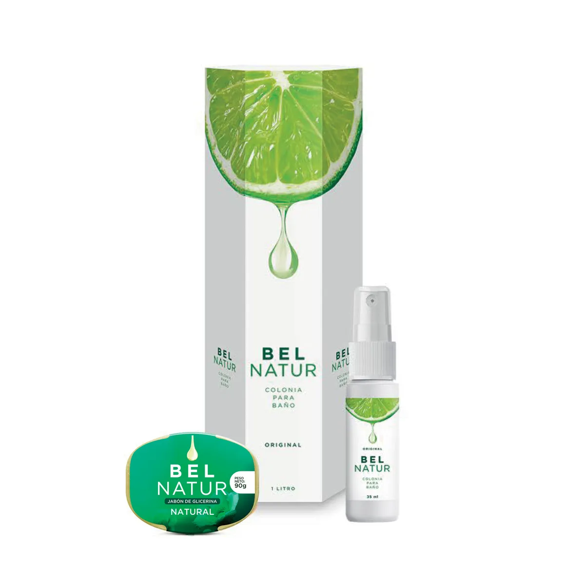 BELNATUR - Set Belnatur Colonia 1 L + Colonia 35 mL + Jabón Glicerina 90 g