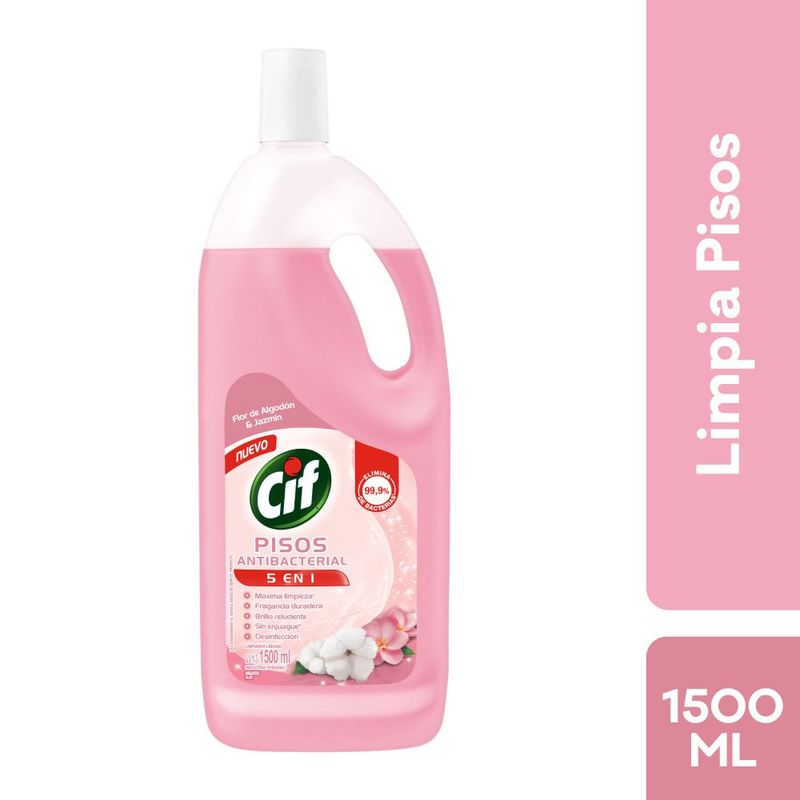 CIF - Limpiador Líquido Cif Pisos 5 En 1 Algodón Jazmín Botella 1.5 L