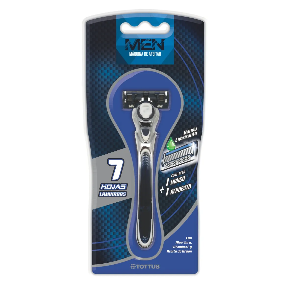 TOTTUS - Máquina de Afeitar Hombre 7 Hojas Tottus + 1 Repuesto