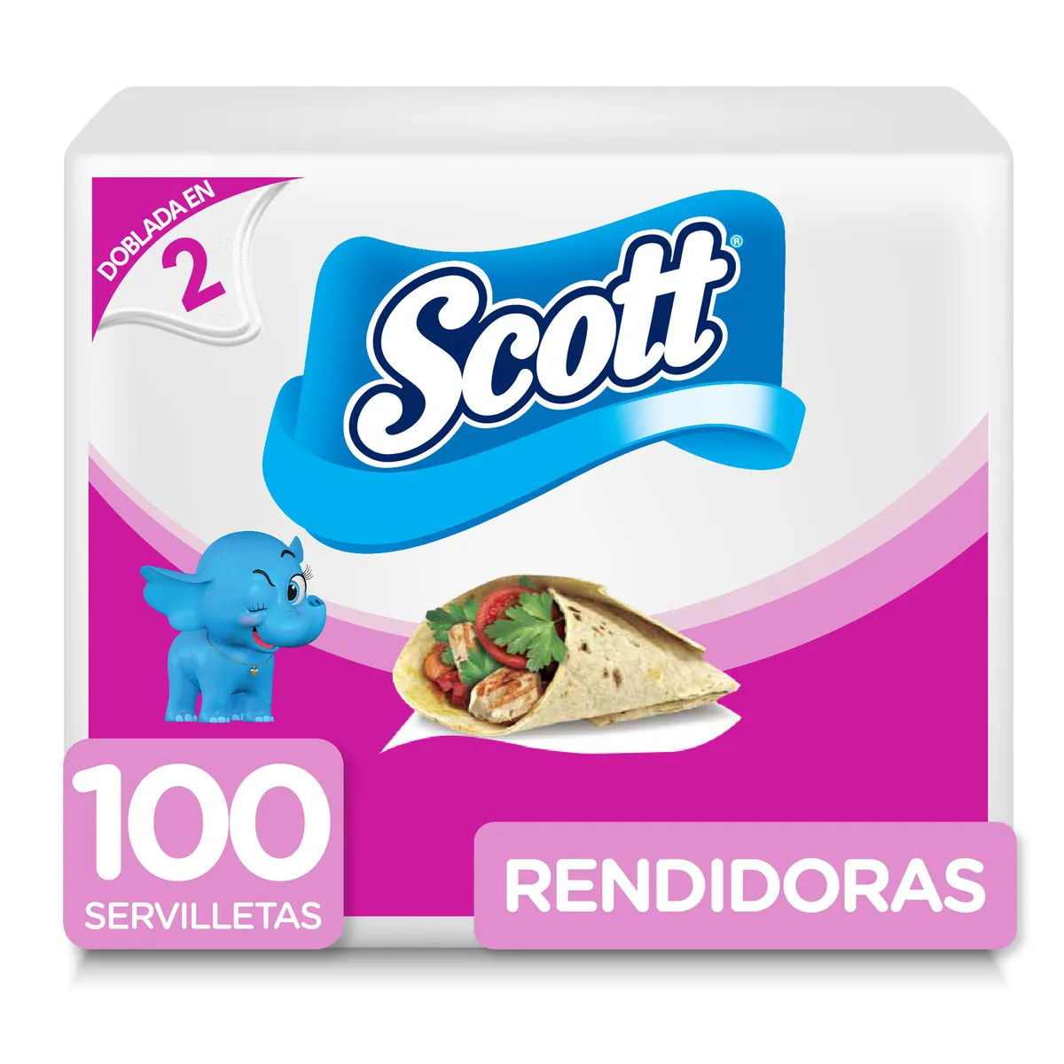 SCOTT - Servilletas Scott Rendidoras Dobladas en Dos Empaque 100 Und