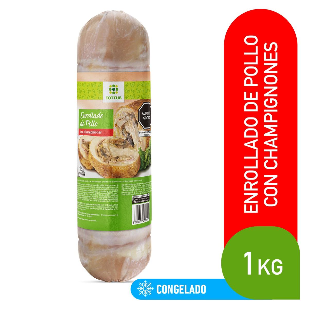 TOTTUS - Enrollado de Pollo con Verduras y Champiñones Tottus Empaque 1 Kg