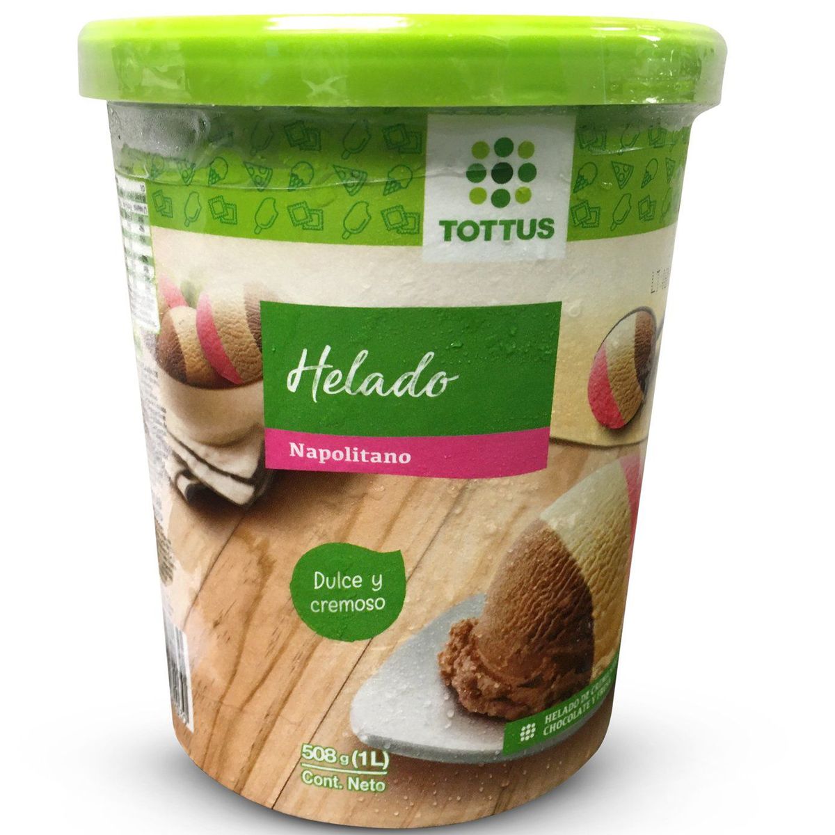 TOTTUS - Helado de Crema Napolitano Tottus Pote 1 L