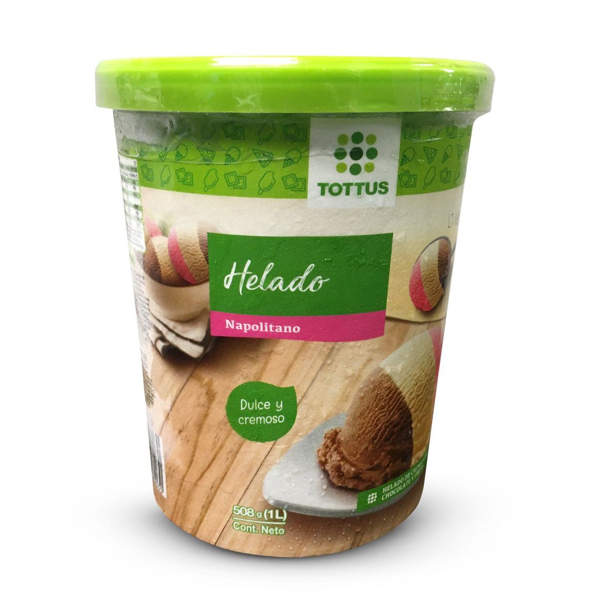TOTTUS - Helado de Crema Napolitano Tottus Pote 1 L