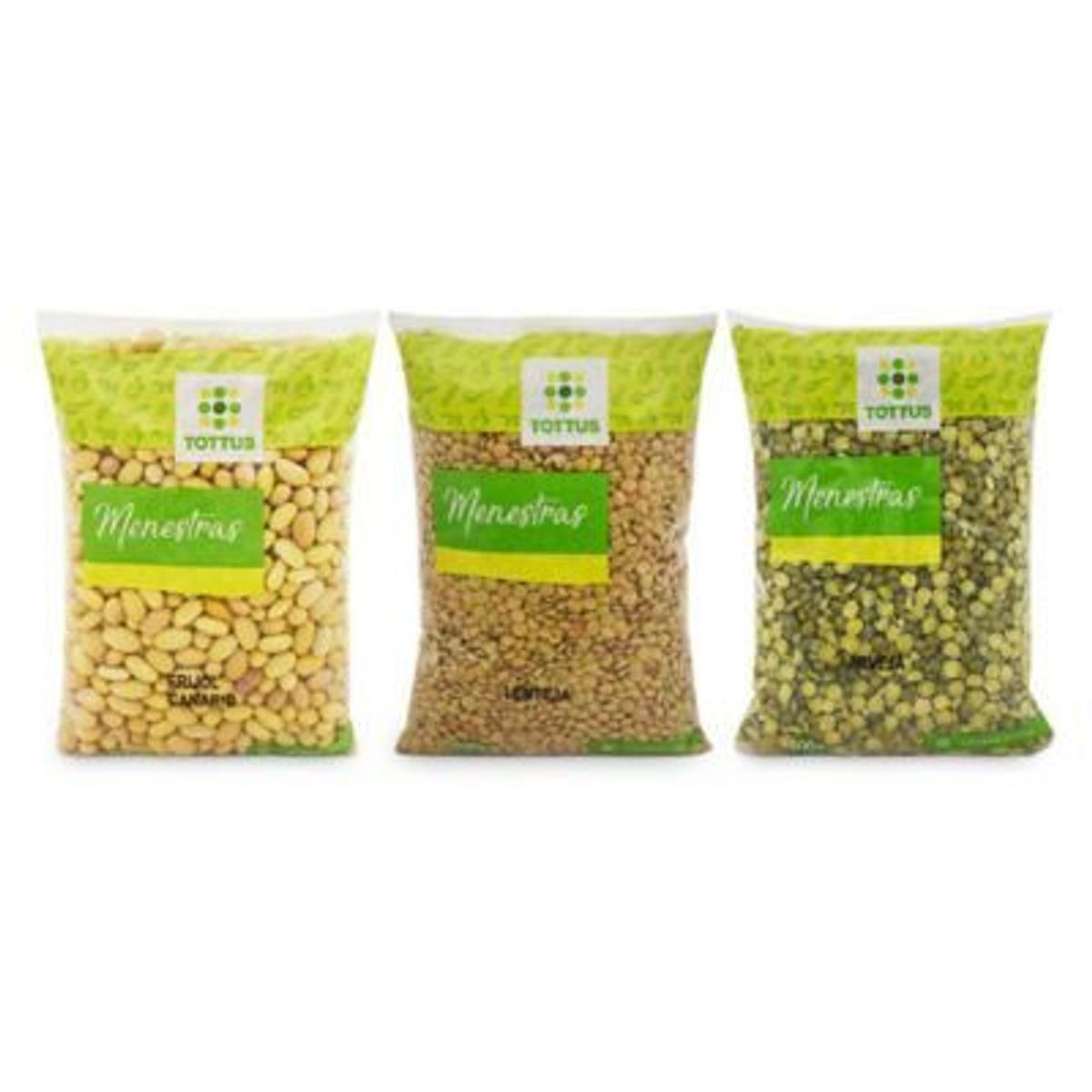 TOTTUS - Pack Menestra Tottus Lenteja 500 g + Arveja 500 g + Frijol Canario 500 g