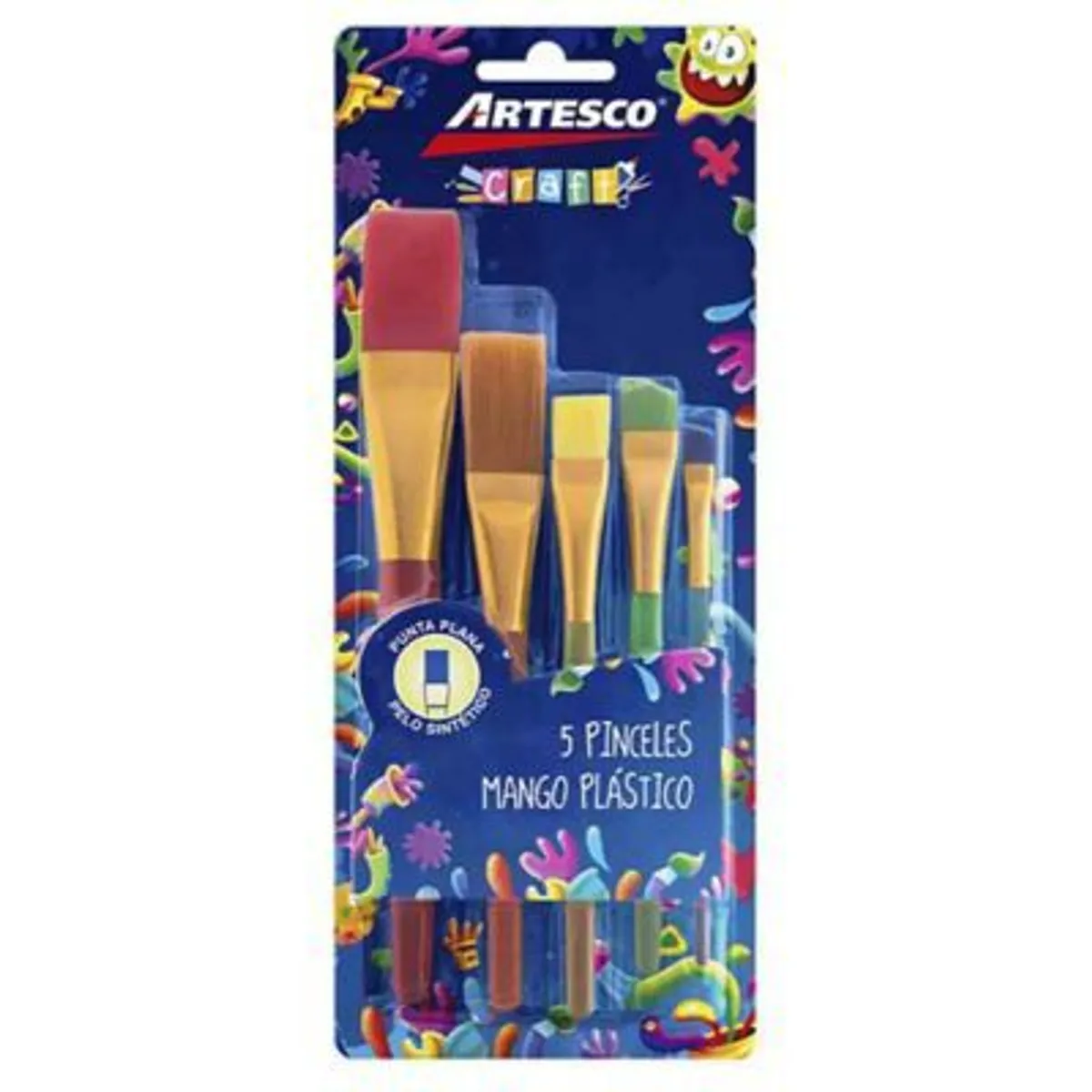 ARTESCO - Pinceles Artesco Punta Plana Surtidos Empaque 5 Und