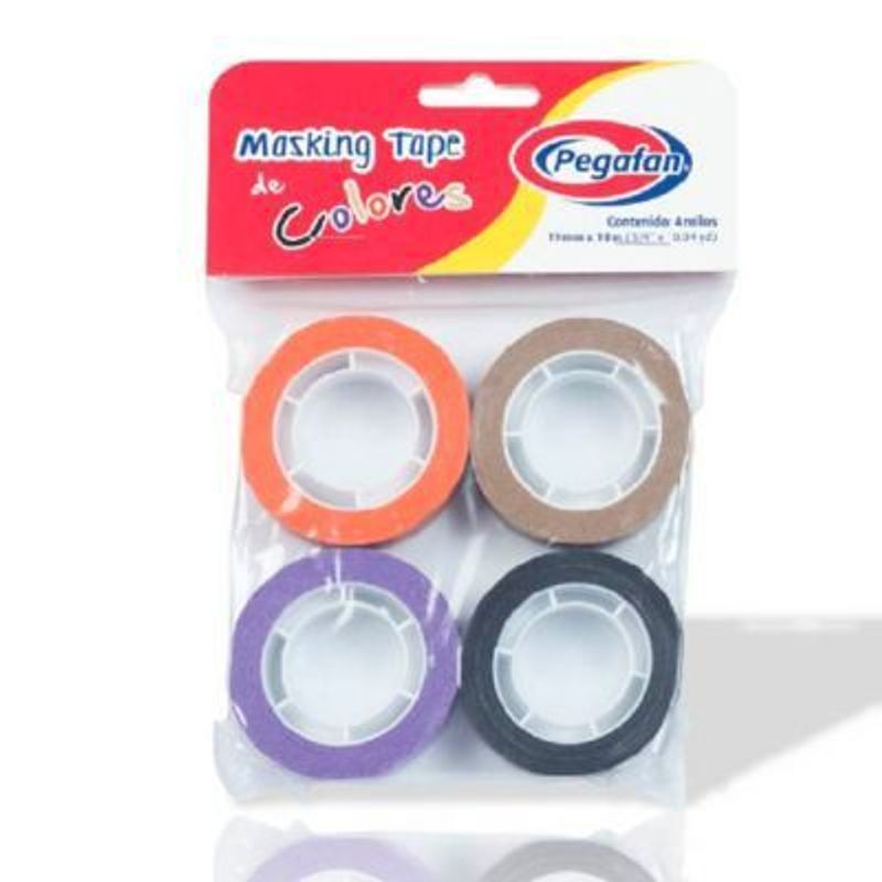 PEGAFAN - Cinta Pegafan Masking Tape Colores 19Mm X 10M Empaque 4 Und