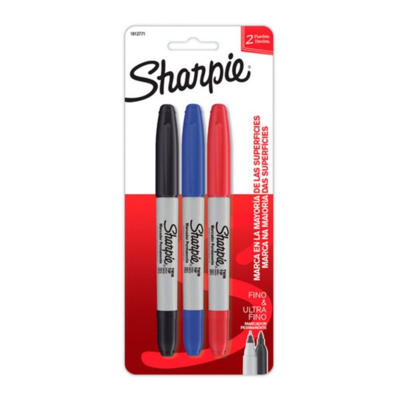 SHARPIE - Plumones Permanentes Sharpie Twin Tip Clásico Blíster 3 Und