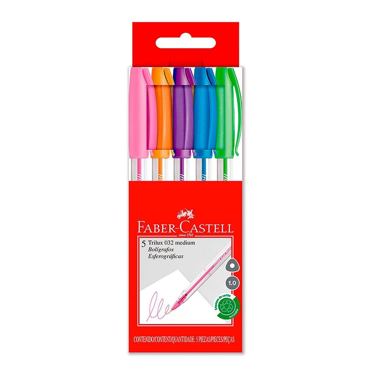 FABER CASTELL - Lapiceros Faber Castell Trilux 032 Colores Varios Empaque 5 Und