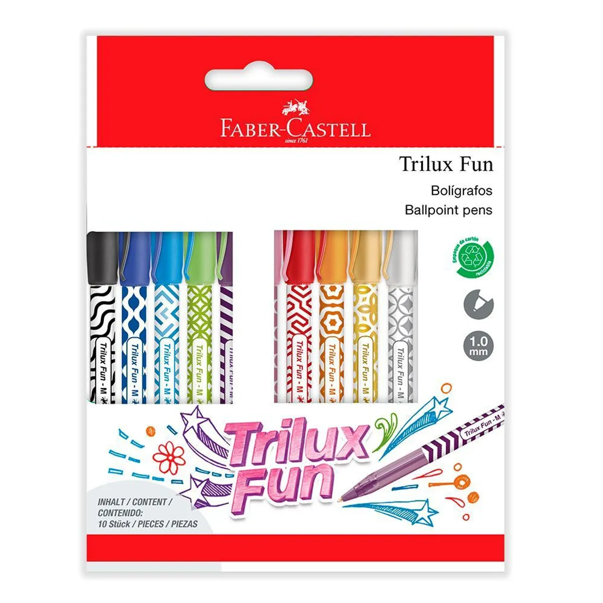 FABER CASTELL - Lapiceros Faber Castell Trilux Fun Empaque 10 Und