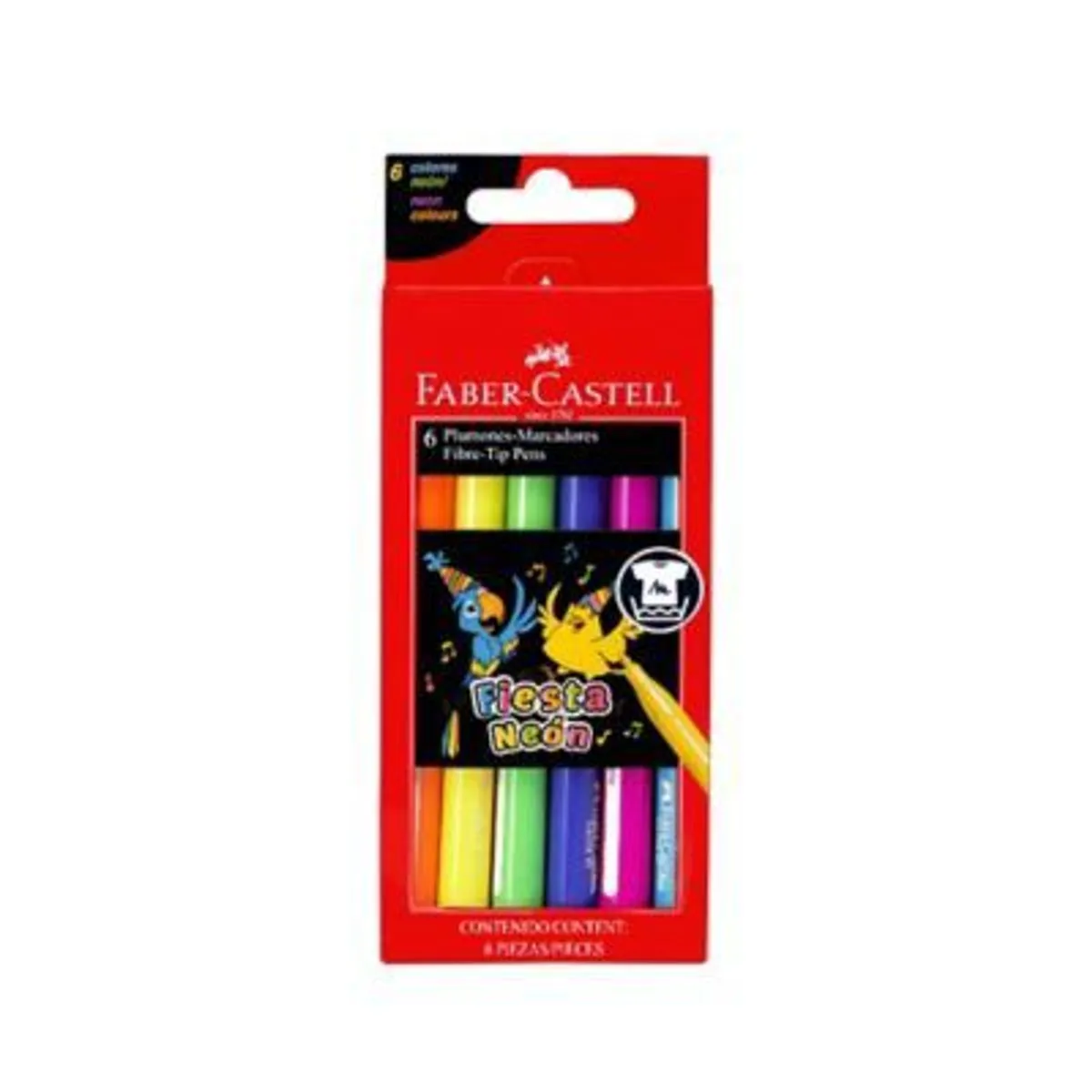FABER CASTELL - Plumones Faber Castell Fiesta 45 Neón Caja 6 Und