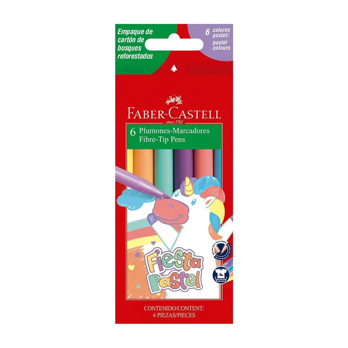 FABER CASTELL - Plumones Faber Castell Fiesta 45 Pastel Caja 6 Und