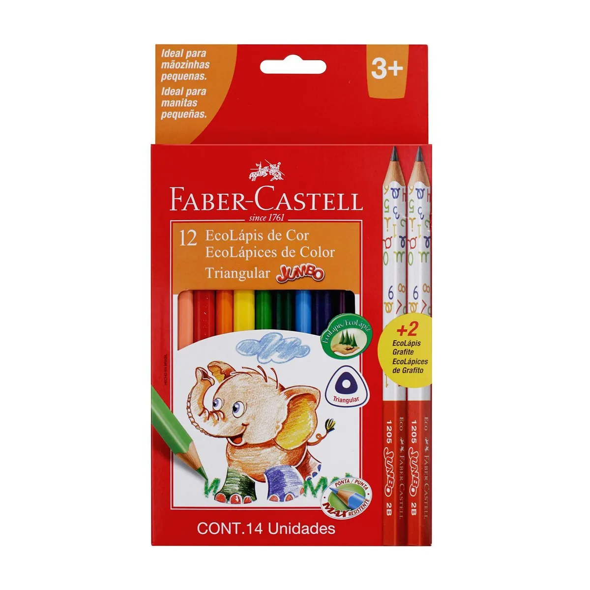 FABER CASTELL - Colores Faber Castell Ecológicos Jumbo Caja 12 Und