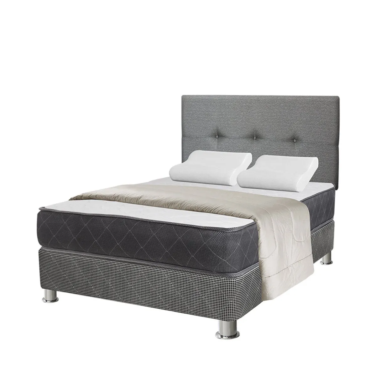 FORLI - Combo Cama Samay 2 Pz+Cab Gris+Edr Perla