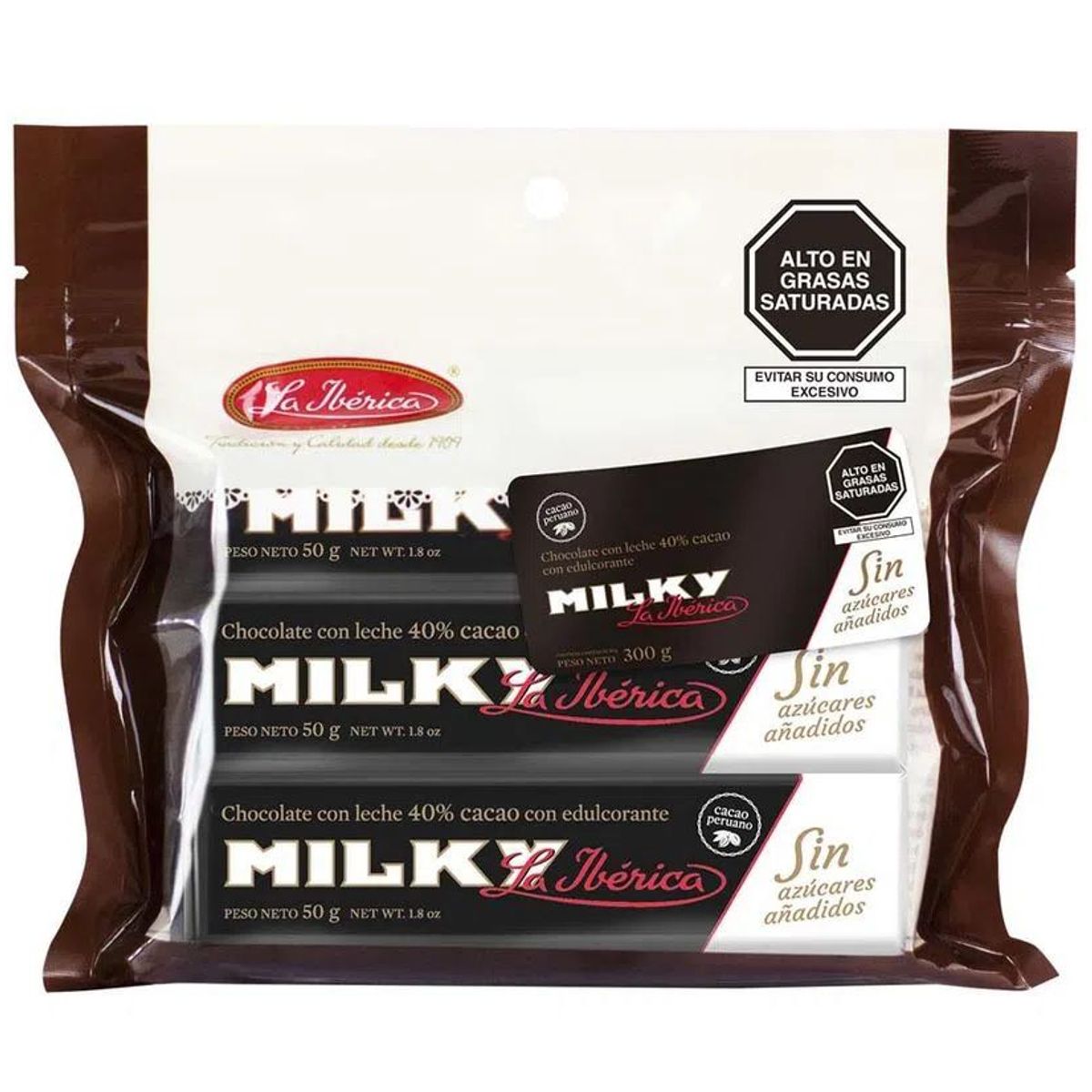 LA IBERICA - Barra de Chocolate La Ibérica Milky Sin Azúcar Empaque 300 g