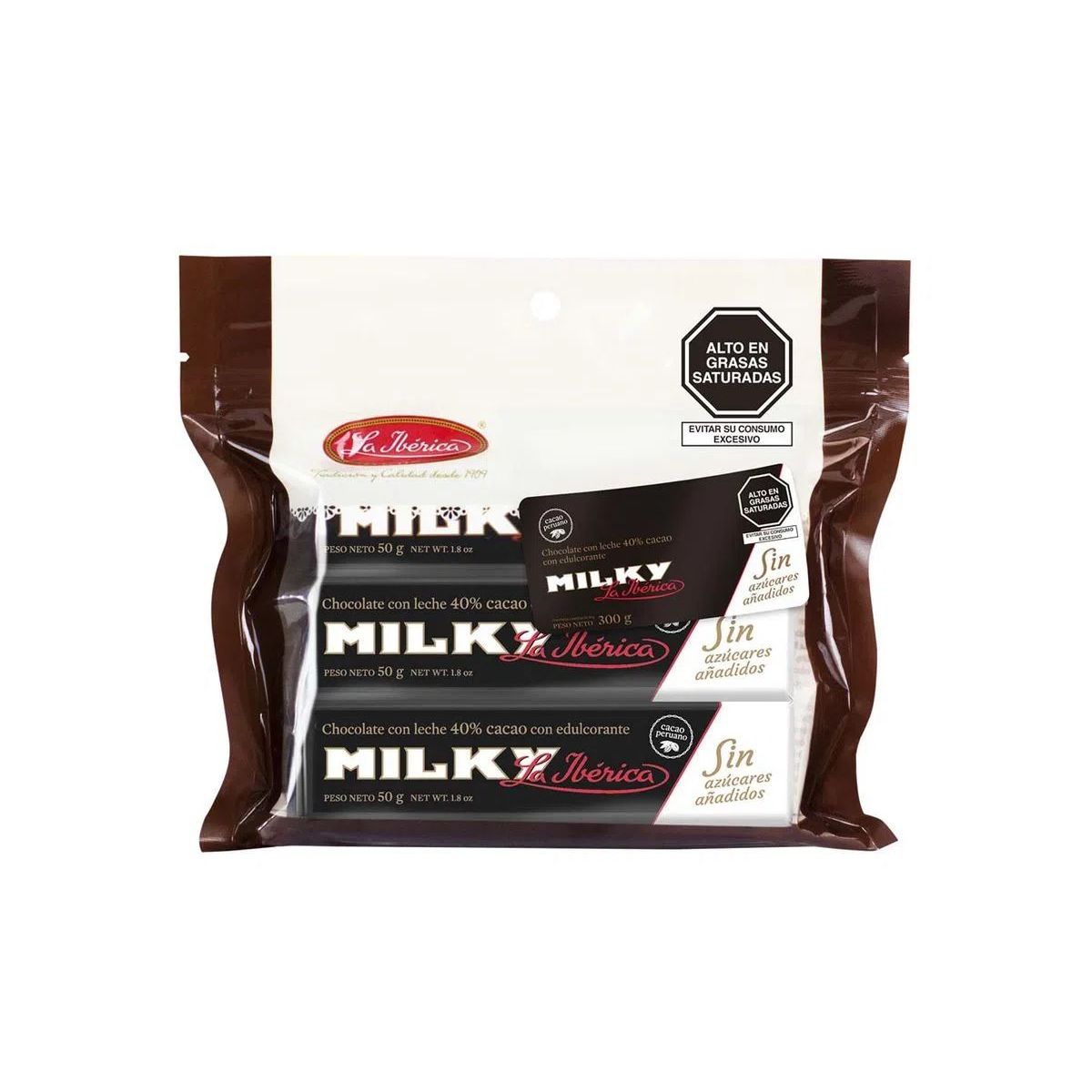 LA IBERICA - Barra de Chocolate La Ibérica Milky Sin Azúcar Empaque 300 g