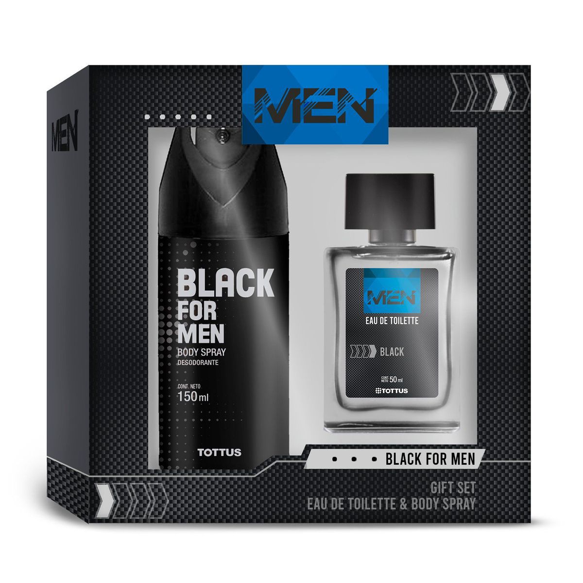 TOTTUS - Set Tottus Black for Men Colonia 50 mL + Body Spray 150 mL