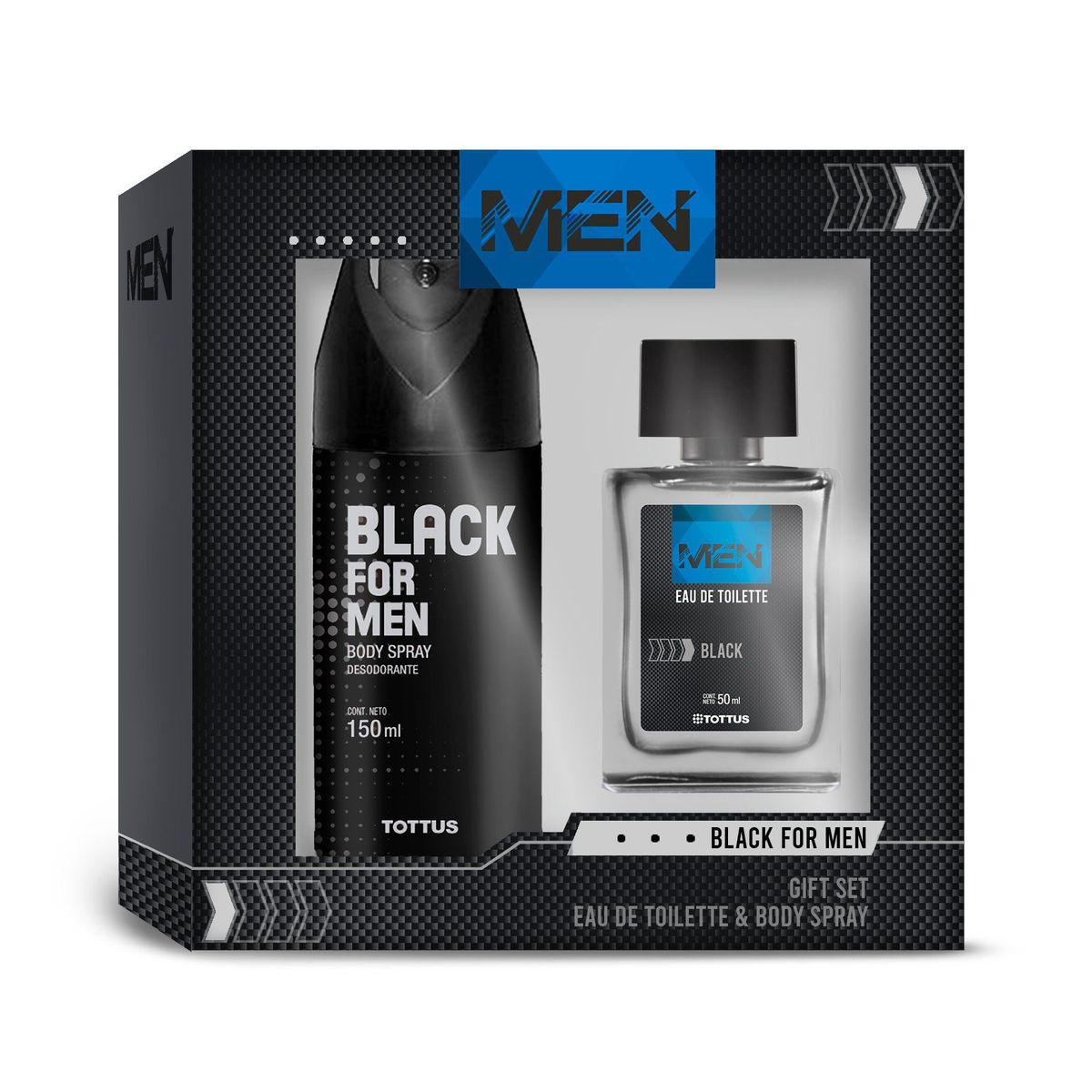 TOTTUS - Set Tottus Black for Men Colonia 50 mL + Body Spray 150 mL