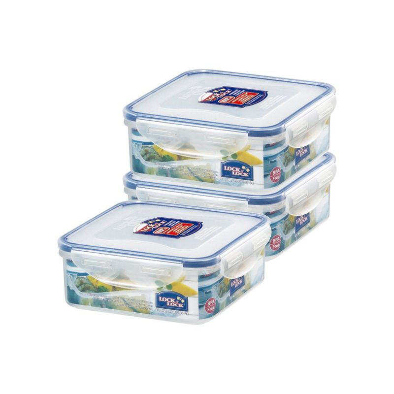 LOCK´N LOCK - Set Envases Hermético Cuadrado 3 Piezas 870 mL