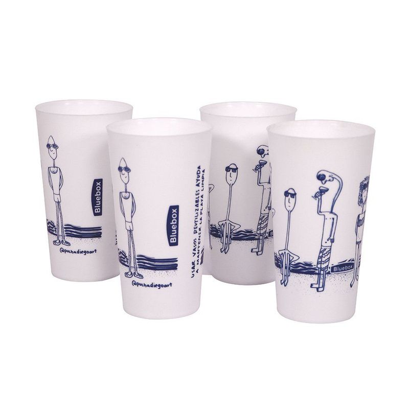 BLUE BOX - Juego de Vasos Diseño 1 16 Oz 4 Pzas