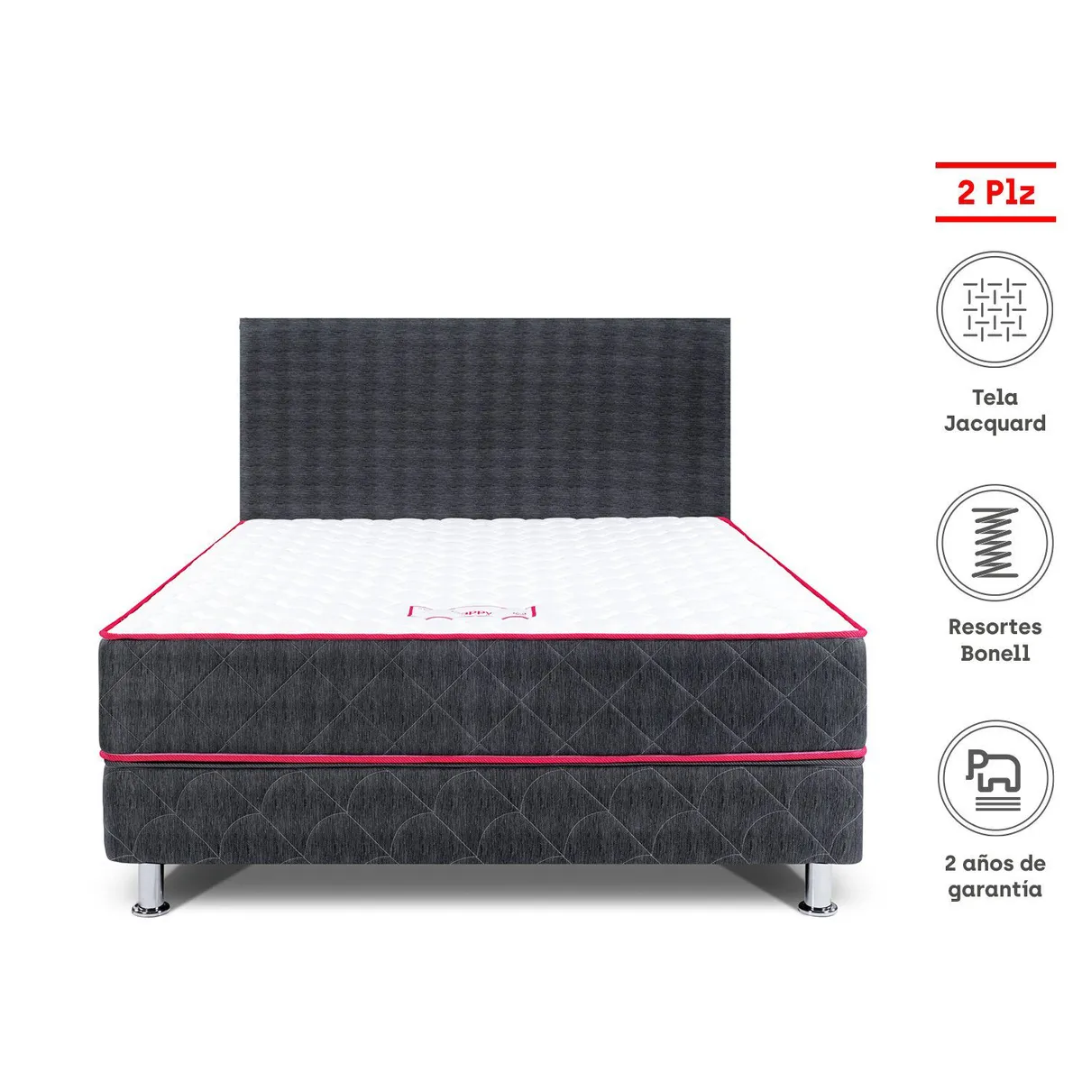 PARAISO - Cama Nappy 2Pz+Cabecera+2Alm+1Prot