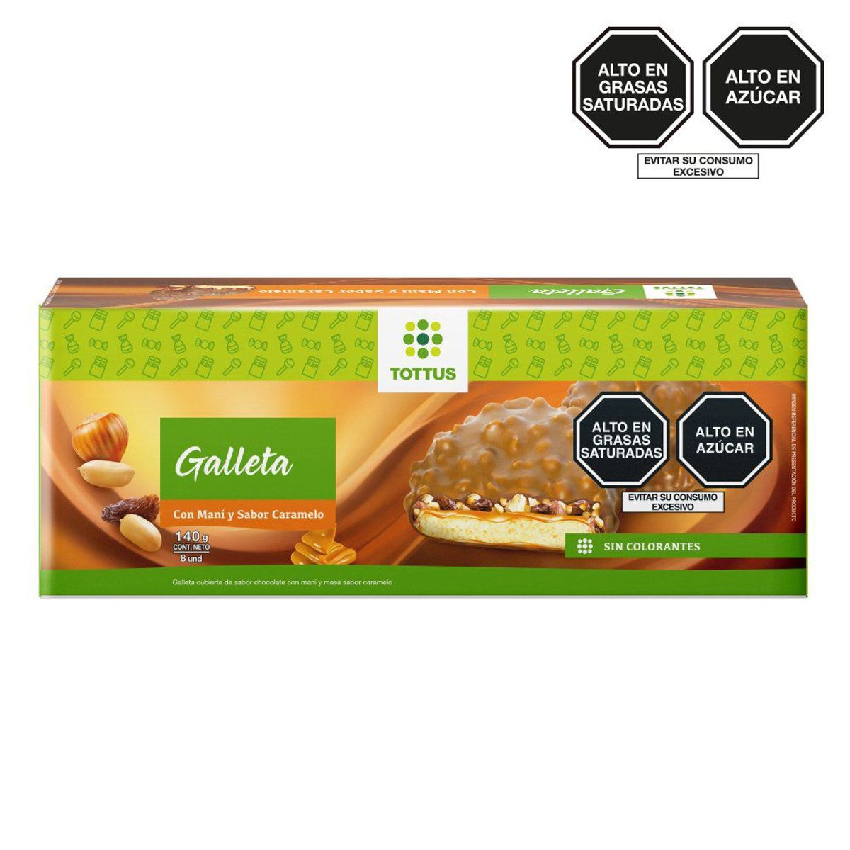 TOTTUS - Galleta Sabor Maní y Caramelo 140g