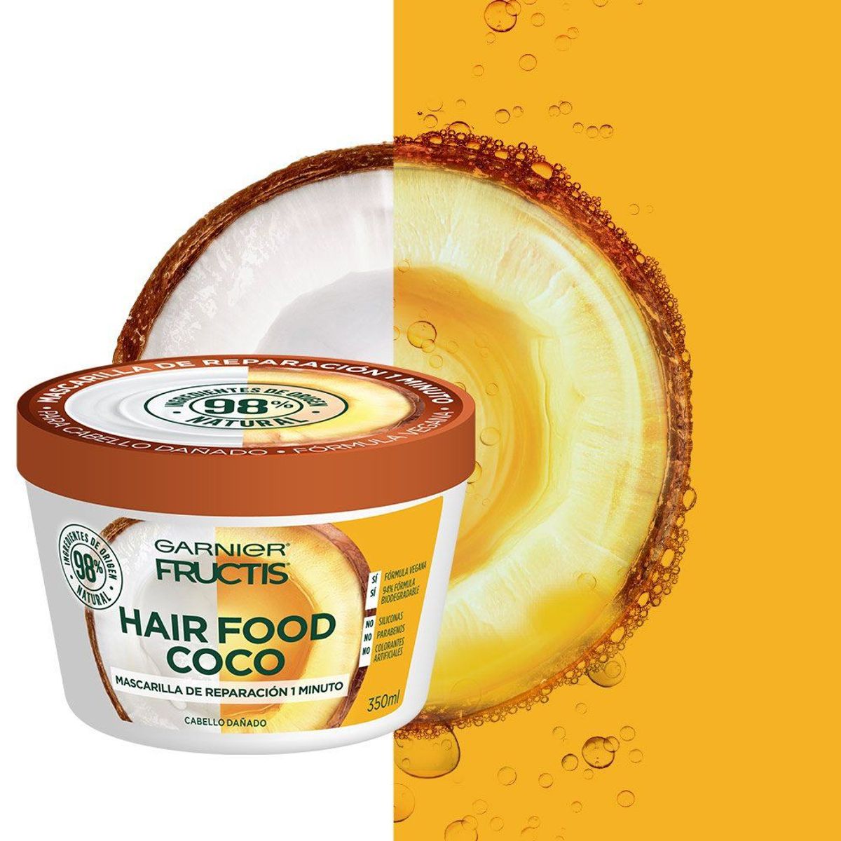 FRUCTIS - Crema de Tratamiento Garnier Fructis Hair Food Coco Envase 350 mL