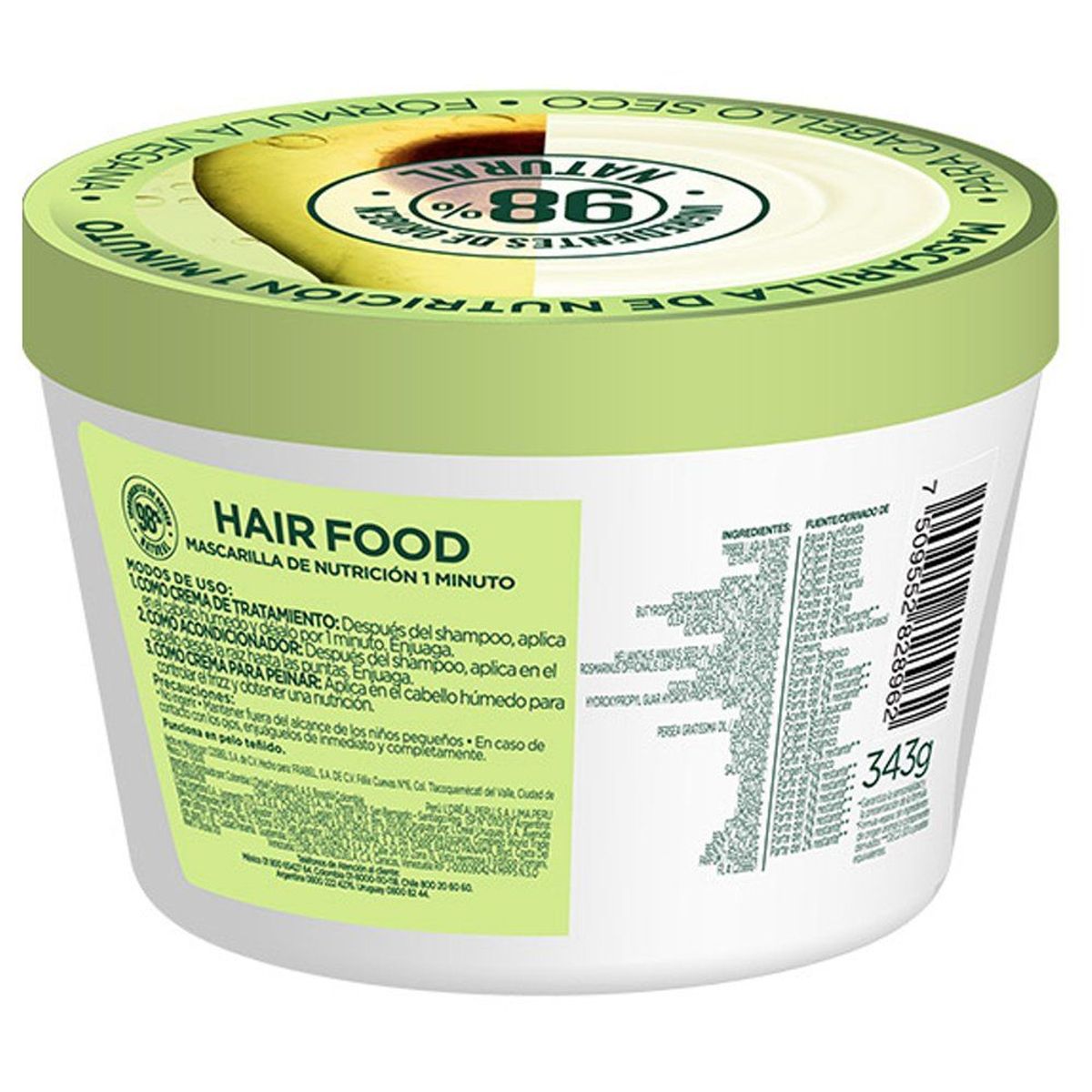 FRUCTIS - Crema de Tratamiento Garnier Fructis Hair Food Aguacate Envase 350 mL