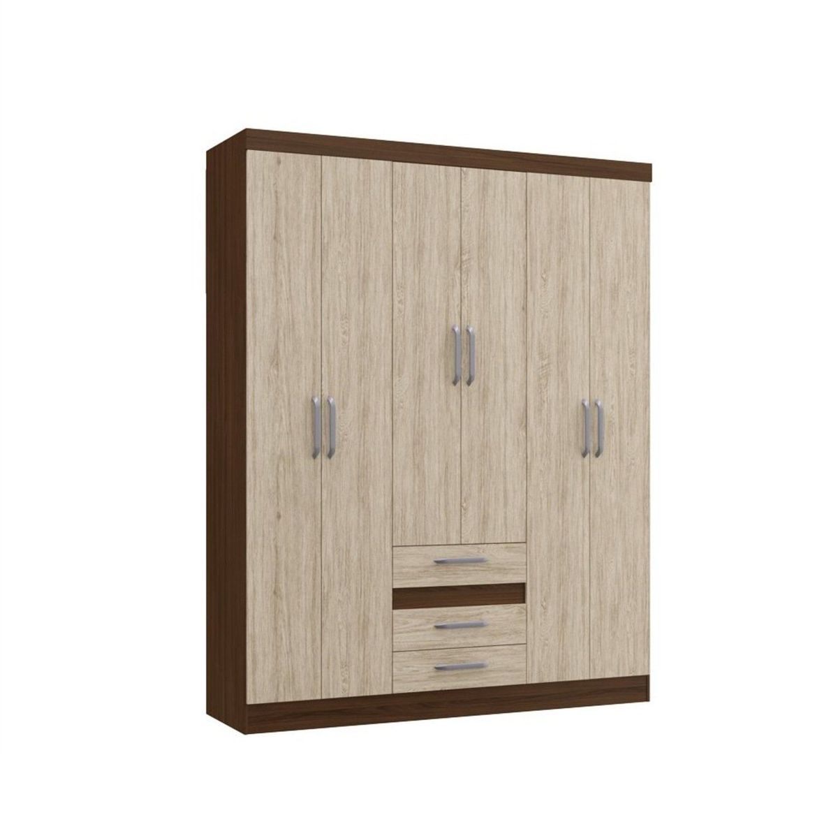 CASA JOVEN - Ropero 6 Puertas 3 Cajones Cacao Malbec