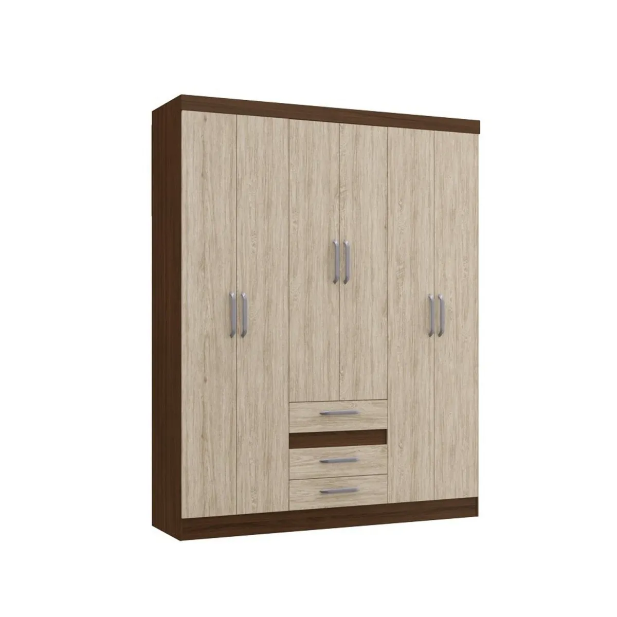 CASA JOVEN - Ropero 6 Puertas 3 Cajones Cacao Malbec