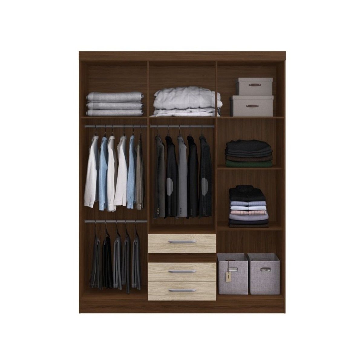 CASA JOVEN - Ropero 6 Puertas 3 Cajones Cacao Malbec