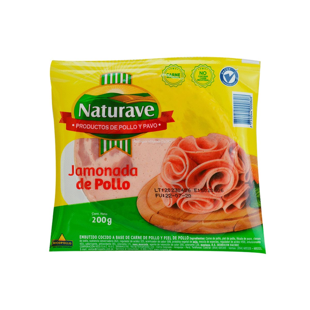 NATURAVE - Jamonada de Pollo Naturave Empaque 200 g