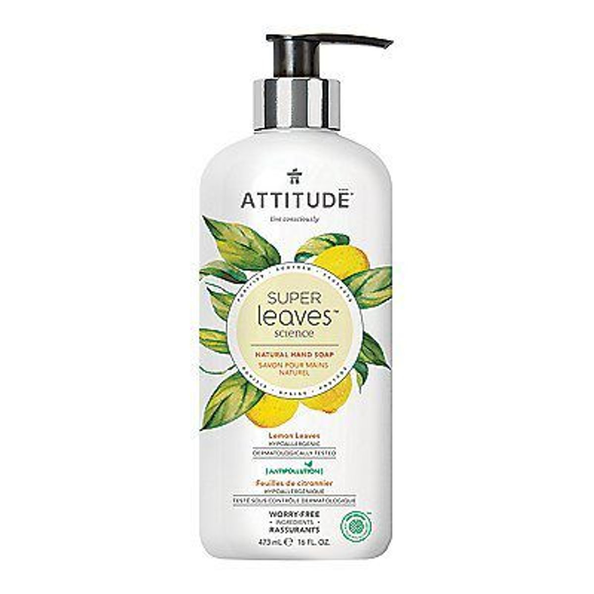 ATTITUDE - Jabón para Manos Natural Attitude Hojas de Limón Envase 473 mL