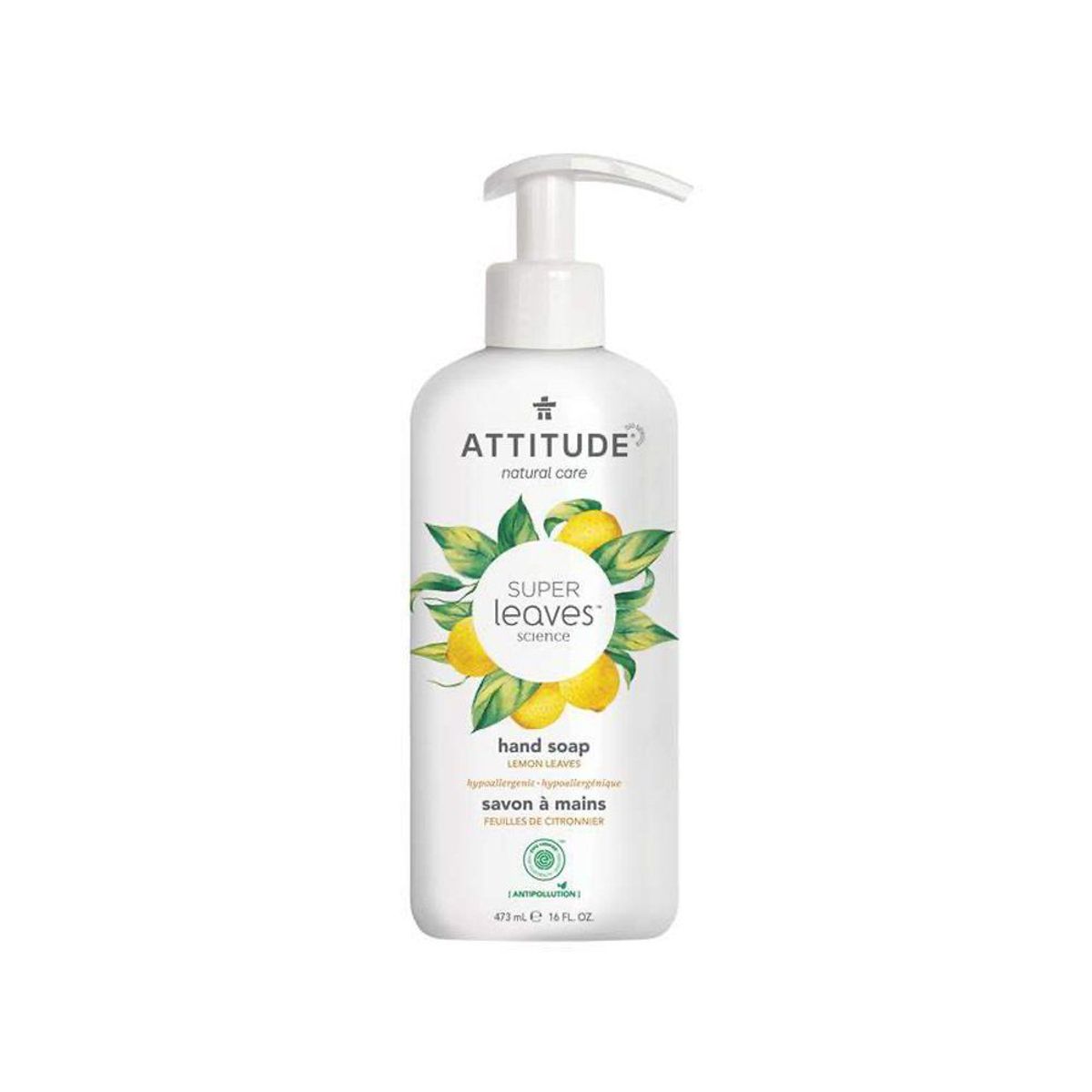 ATTITUDE - Jabón para Manos Natural Attitude Hojas de Limón Envase 473 mL