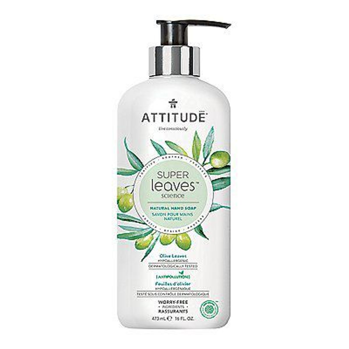 ATTITUDE - Jabón para Manos Natural Attitude Hojas de Olivo Envase 473 mL