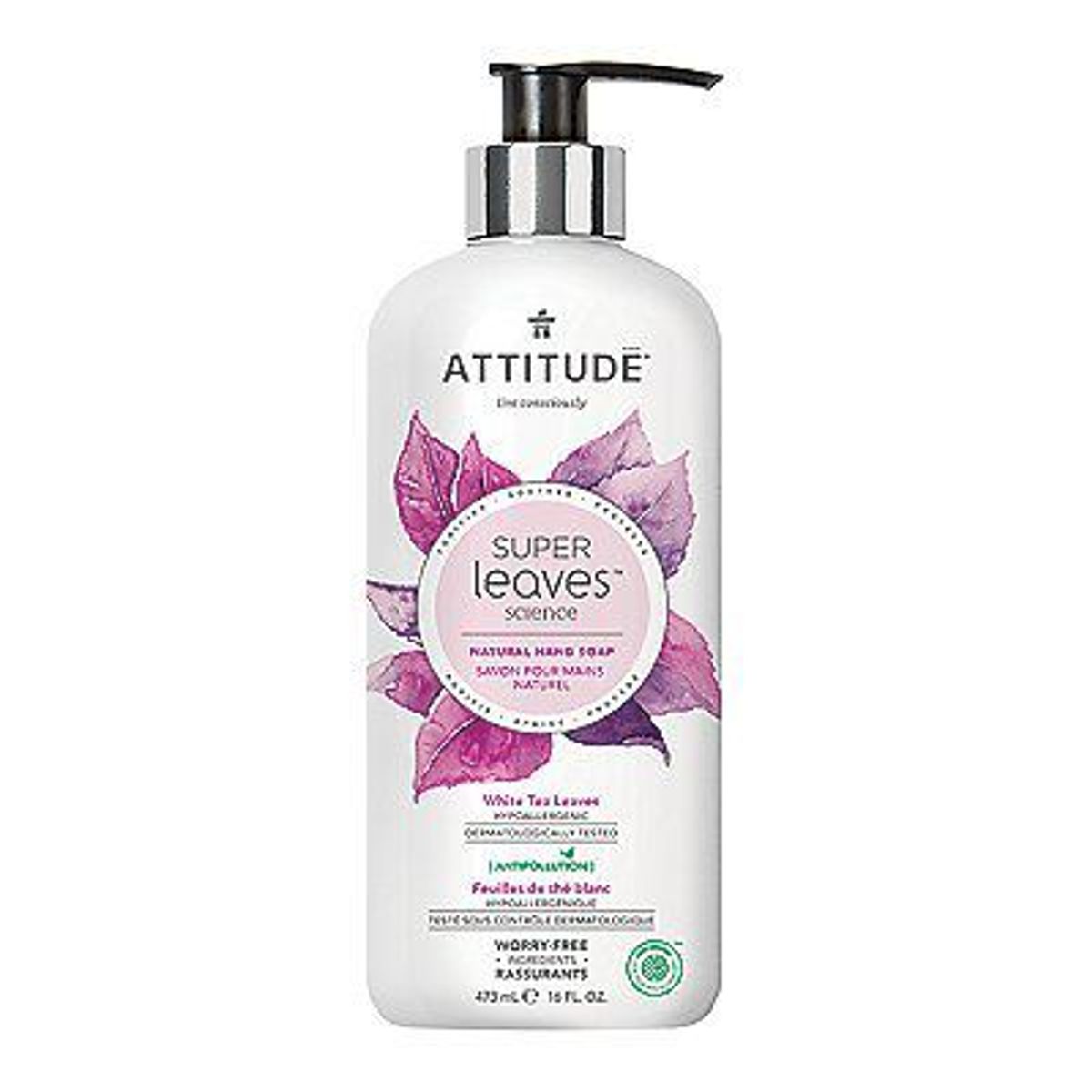 ATTITUDE - Jabón para Manos Natural Attitude Hojas de Té Blanco Envase 473 mL