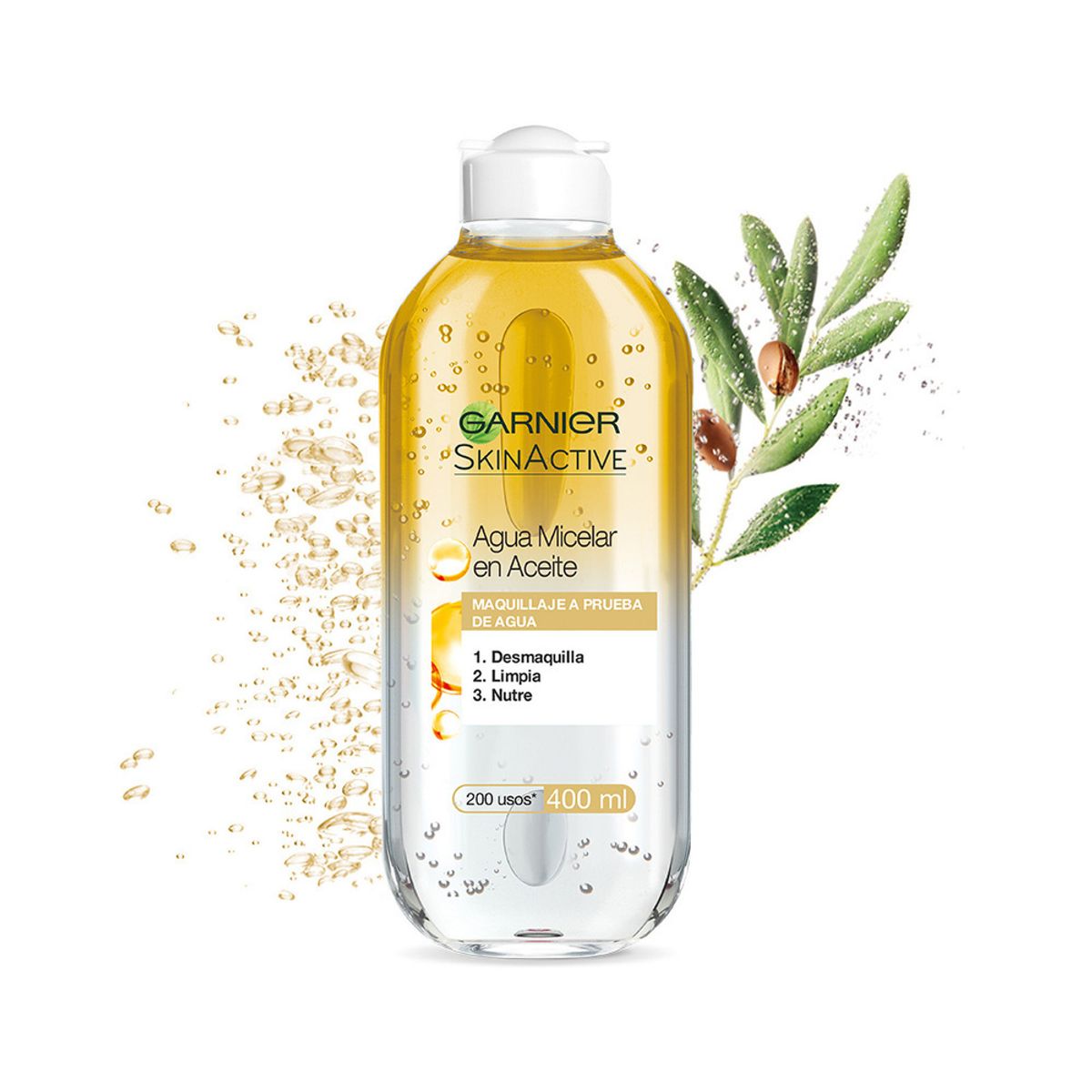 GARNIER - Agua Micelar Garnier SkinActive Aceite en Agua Oleo Botella 400 mL