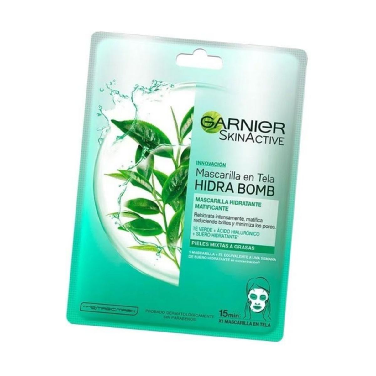 GARNIER - Mascarilla Facial de Tela Garnier Skin Active Hidra Matificante Té Verde