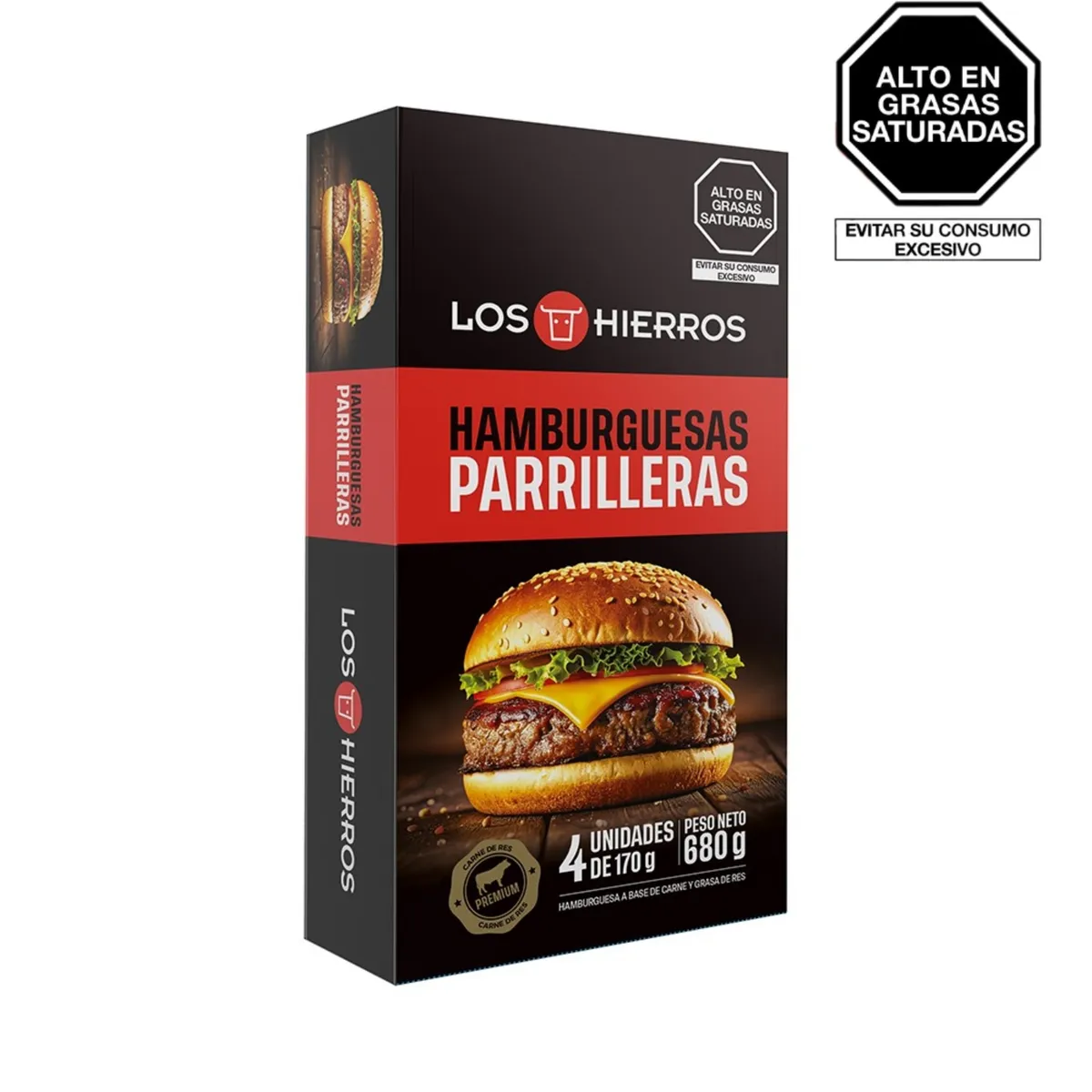LOS HIERROS - Hamburguesa Parriller de Carne Los Hierros Caja 680 g