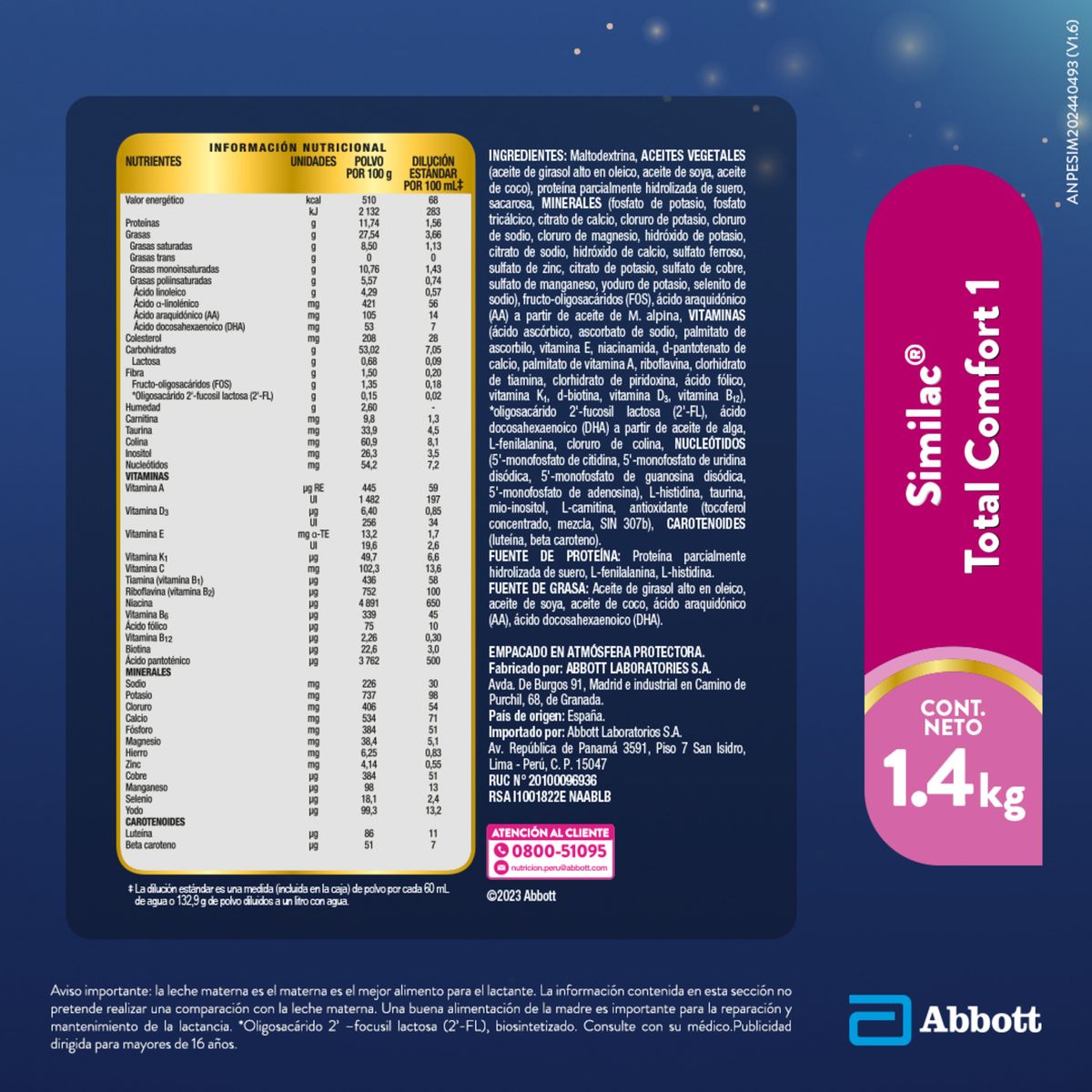 SIMILAC - Fórmula Infantil Similac Total Comfort HMO Lata 1.4 Kg
