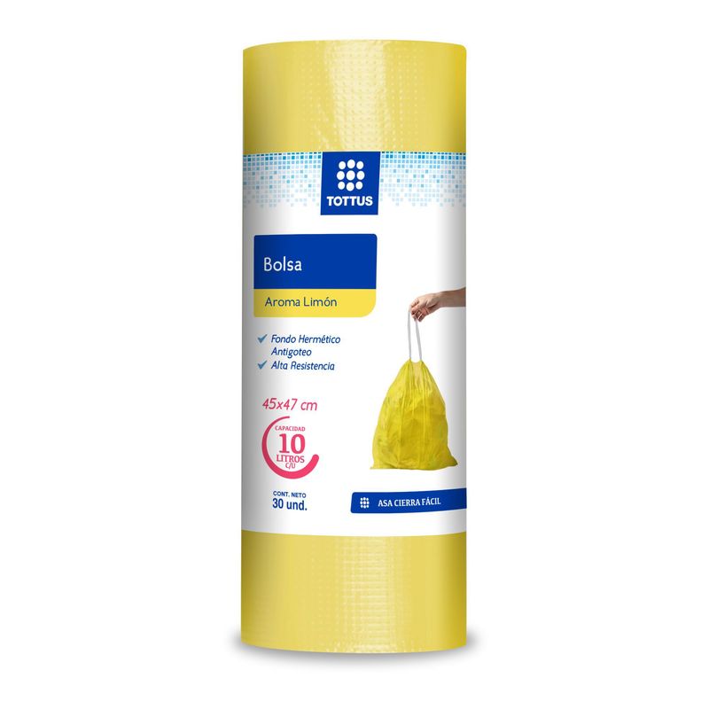 TOTTUS - Bolsa Basura Tottus 10 L Perfumada Limón Rollo 30 Und