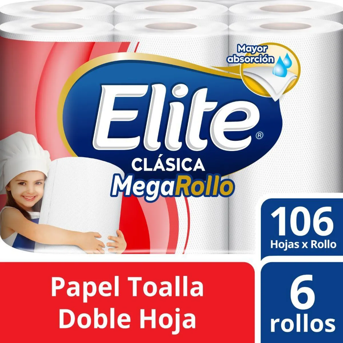 ELITE - Papel Toalla Elite Megarollo Clásico Empaque 6 Und