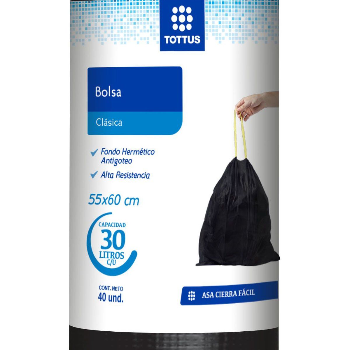 TOTTUS - Bolsas de Basura Negras Tottus 30L Caja 40 Und