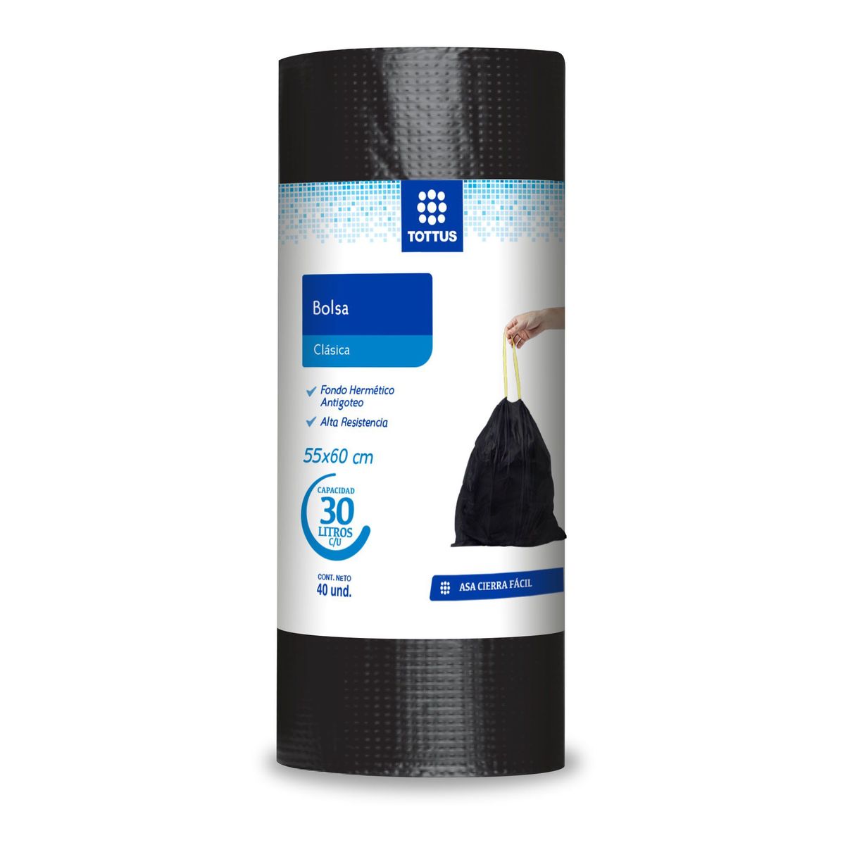 TOTTUS - Bolsas de Basura Negras Tottus 30L Caja 40 Und