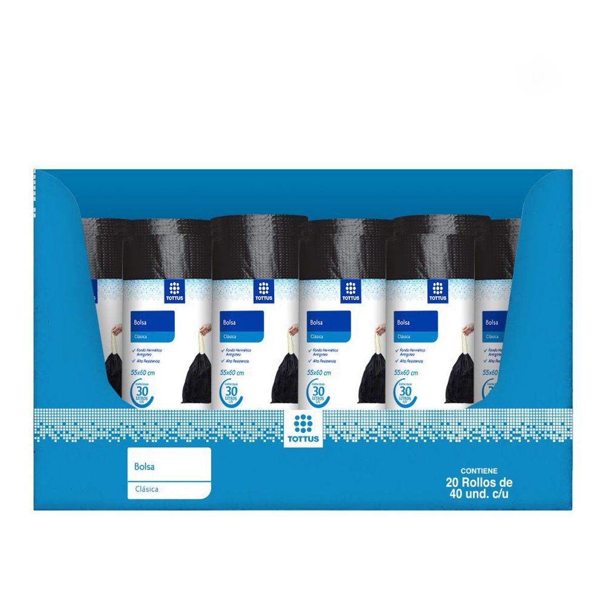 TOTTUS - Bolsas de Basura Negras Tottus 30L Caja 40 Und