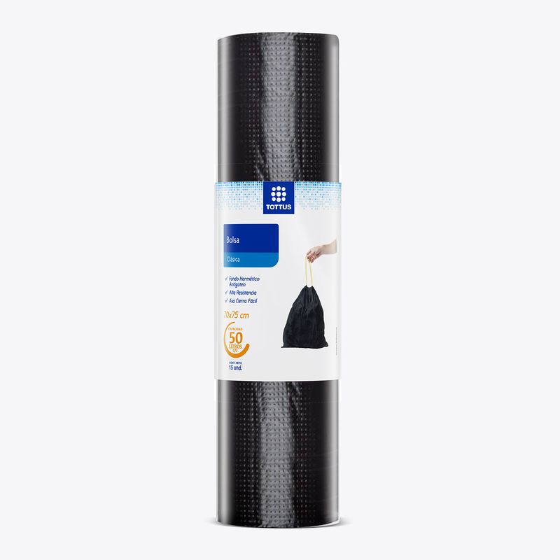 TOTTUS - Bolsa Basura Tottus Negra 50 L Rollo 15 Und