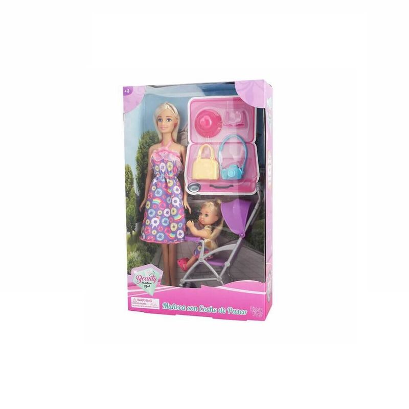 SHEN HUA - Muñeca Fashion con Coche y Nina