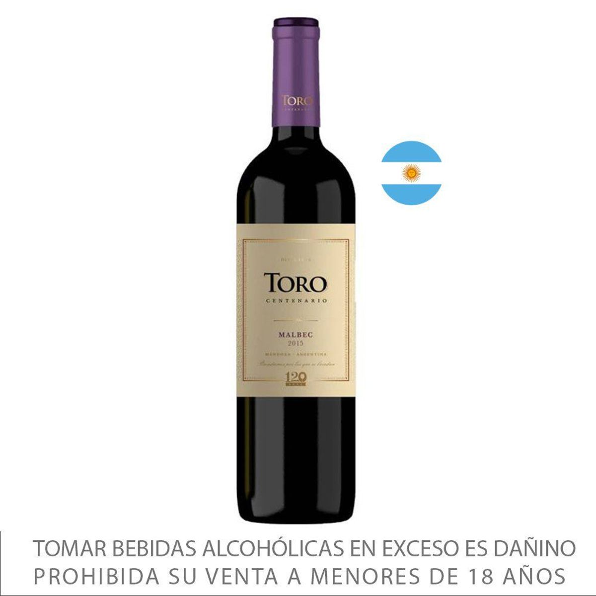 TORO CENTENARIO - Vino Toro Centenario Malbec Botella 750 mL