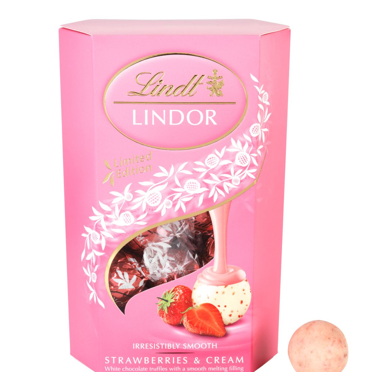 LINDT - Bombones Lindt Lindor Fresa y Crema Caja 200 g