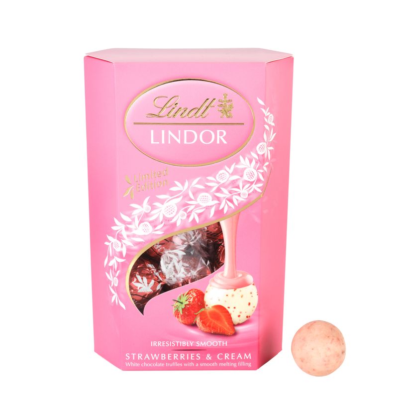 LINDT - Bombones Lindt Lindor Fresa y Crema Caja 200 g