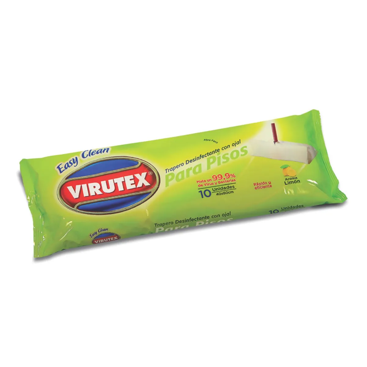 VIRUTEX - Trapero Desinfectante Piso Virutex Limón Empaque 10 Und